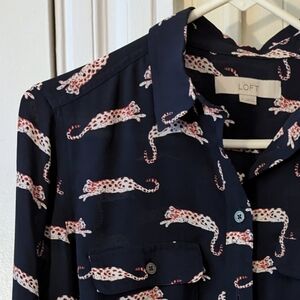 LOFT Women's Cheetah Blouse Size S